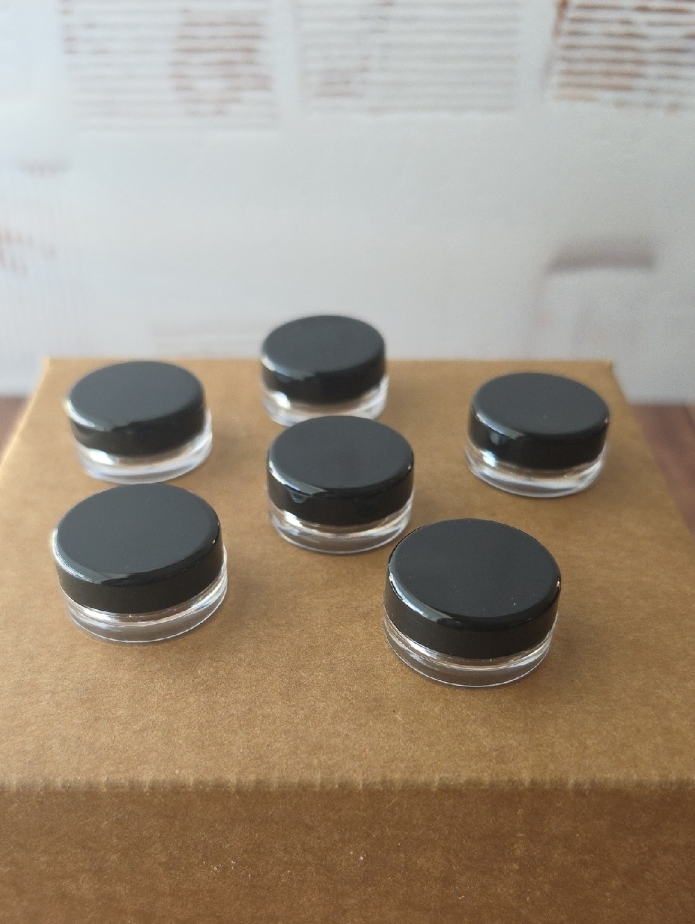 Mini Clear Sample Jars with Black Lids - Set of 6